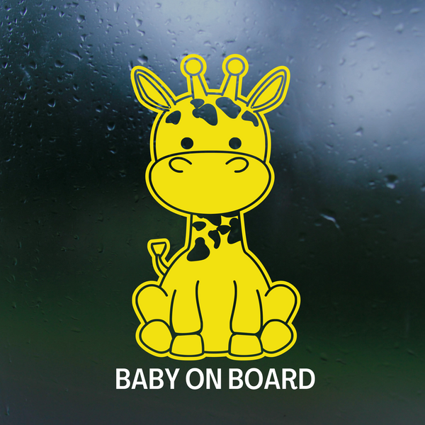 baby on board decal, baby on board decals, baby on boar car decal, baby on board truck decal, giraffe baby on board decal, get decaled