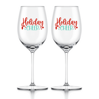 holiday cheer christmas wine glass decal by get decaled. christmas decor, holiday decor, diy christmas, diy christmas party, holiday party, diy christmas present, diy christmas party, christmas party, christmas wine glass.