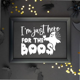 Im Just Here For The Boos funny halloween decal by get decaled. halloween decoration, halloween d.ecor, diy crafts, diy halloween crafts, wine glass decal, best decals