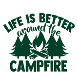 vinyl camper decal, camping decal, vinyl decals, camping quote decal, life is better around the fire decal, rv stickers, motor home decals