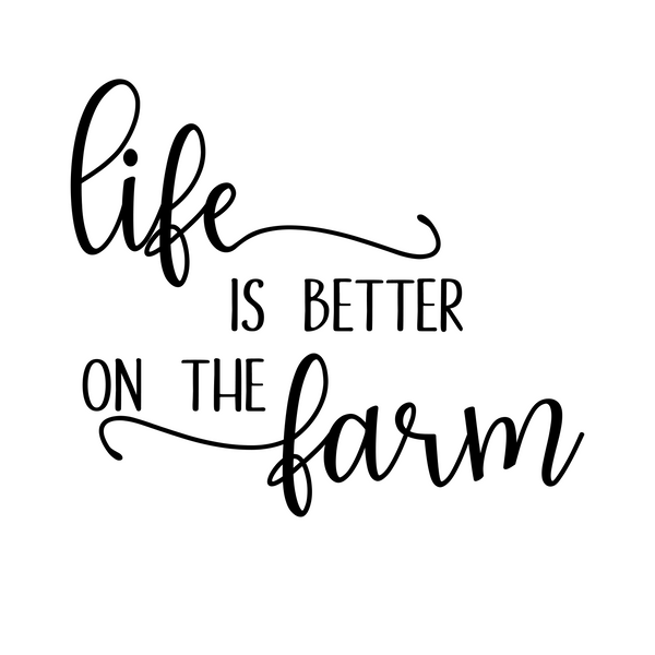 life is better on the farm decal for home decor. Car decals, laptop decals, truck decals, home decor ideas, home decor, home decor, farmhouse sign, farmhouse decals, farmhouse style, get decaled, decals canada.