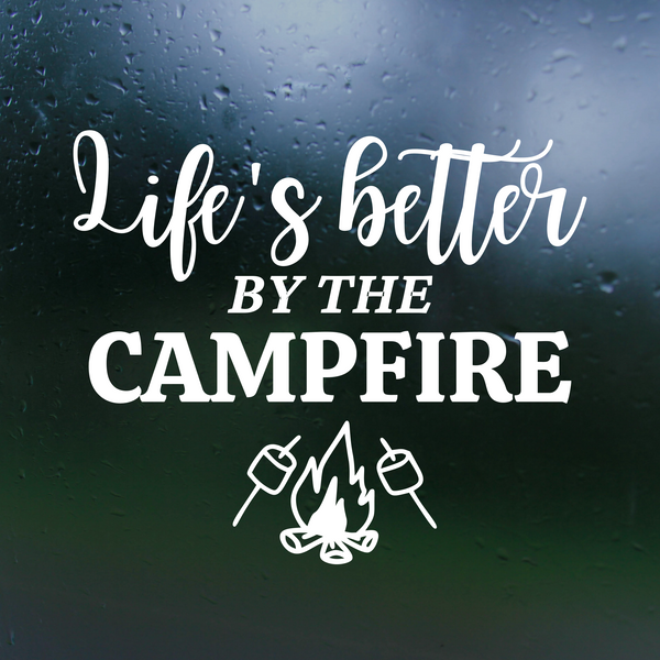 camper decal, camper decals, camping decal, caming theme decals, decal sticker, decal stickers, camping sticker, decal shop, get decaled, outdoor scene decal, campfire decal, campfire decals, dye cat vinyl campfire decal