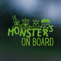 lil monsters on board baby on board dye cut decal by Get Decaled. car decal, truck decal, car sticker, truck sticker, bumper sticker, mom life decal, mom car deal, family car decal, monster family car sticker
