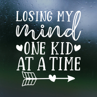 losing my mind one kid at a time funny mom decal by get decaled. mom decal, car decal, truck decal, decal, decals, home decor decal, home decor, diy decal, diy home decor decal, home decor decal, mom life, mom life decal, decals, best decals, vinyl decals, decal shop usa, decal shop canada, get decaled
