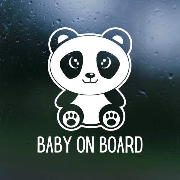 baby on board, baby on board sign, baby on board decal, baby on board vinyl decal, vinyl sticker decals, vinyl baby on board sign, panda, panda baby on board, get decaled, decal shop