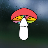rainbow mushroom sticker for cars, laptop, mug, glass, mirror and more by get decaled. bumper sticker, car sticker, mug sticker, window sticker, glass sticker, mirror sticker, retro sticker, get decaled, decal shop usa, decal shop canada, best decals