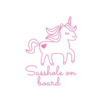 sasshole on board decal by get decaled, vinyl decal, vinyl sticekr decal, car decals, truck decals, decal shop, get decaled, unicorn decal