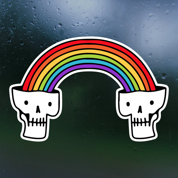 Skull Rainbow Sticker for Car, Mug, Laptop, Mirror & More