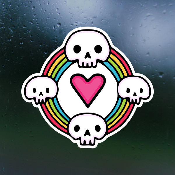 Trippy Rainbow Skull Squad Sticker for Car, Mug, Laptop, Mirror & More