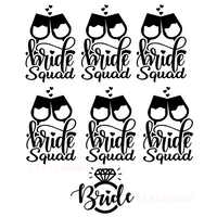 bride squad bridal party wine glass decal bulk pack by get decaled. diy wedding ideas, diy wedding decor, diy wedding, diy bachelorette, bachelorette party ideas, wedding ideas, wedding decor ideas, bridesmaids, bride tribe