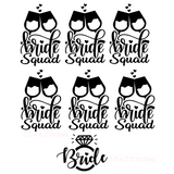 bride squad bridal party wine glass decal bulk pack by get decaled. diy wedding ideas, diy wedding decor, diy wedding, diy bachelorette, bachelorette party ideas, wedding ideas, wedding decor ideas, bridesmaids, bride tribe
