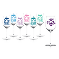bride squad bridal party wine glass decal bulk pack by get decaled. diy wedding ideas, diy wedding decor, diy wedding, diy bachelorette, bachelorette party ideas, wedding ideas, wedding decor ideas, bridesmaids, bride tribe