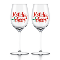 holiday cheer wine glass decal by get decaled. christmas decor, holiday decor, diy christmas, diy christmas party, holiday party, diy christmas present, diy christmas party, christmas party, christmas wine glass.
