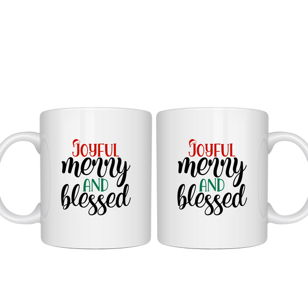 joyful merry and bright christmas mug decal by get decaled. christmas decor, holiday decor, diy christmas, christmas mug, holiday mug, christmas crafts, holiday crafts, diy holiday gift, diy christmas gift