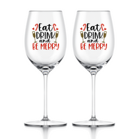 eat drink and be merry christmas wine glass decal by get decaled. christmas decor, holiday decor, diy christmas, diy christmas party, holiday party, diy christmas present, diy christmas party, christmas party, christmas wine glass.